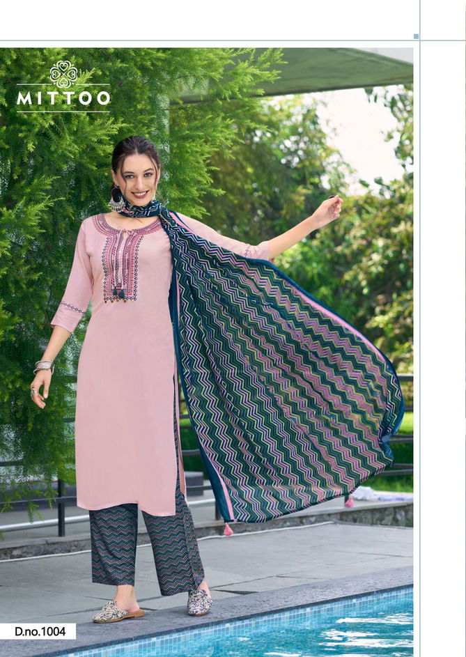 Samreen By Mittoob Hand Work Rayon Designer Kurti With Bottom Dupatta Wholesalers In Delhi